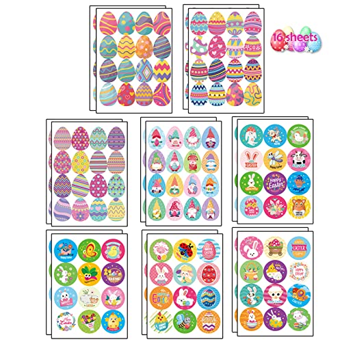 Pascua Adhesiva, Redondas Pascua Adhesiva Etiqueta Huevo Zanahoria Autoadhesivas, para Pascua Regalo Decoración Bolsas Papel Scrapbooking Cajas Tarjetas de Felicitación