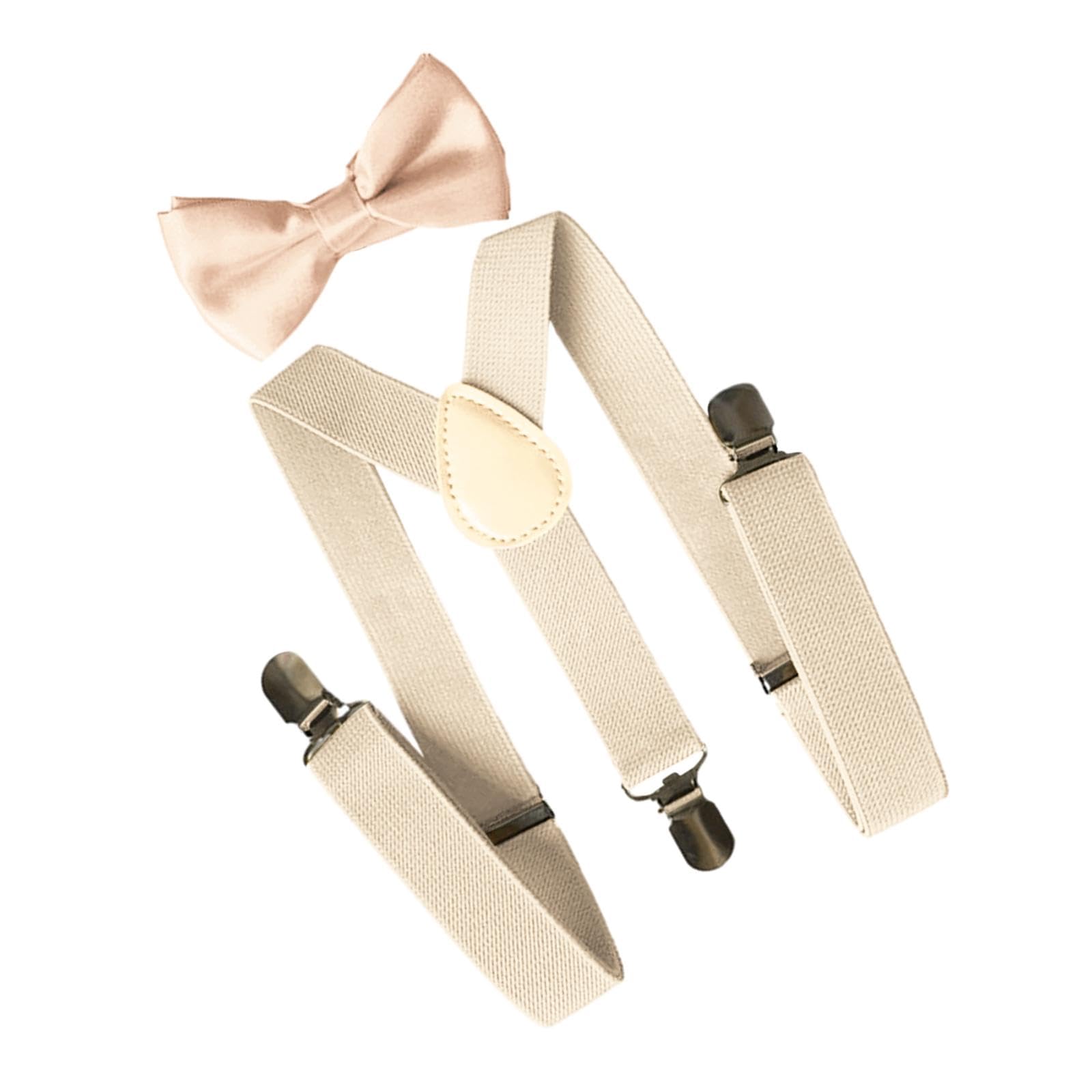 Mens Suspenders with Bow Tie Y Back Braces for Formal Wear Halloween Cosplay Beige-image-30