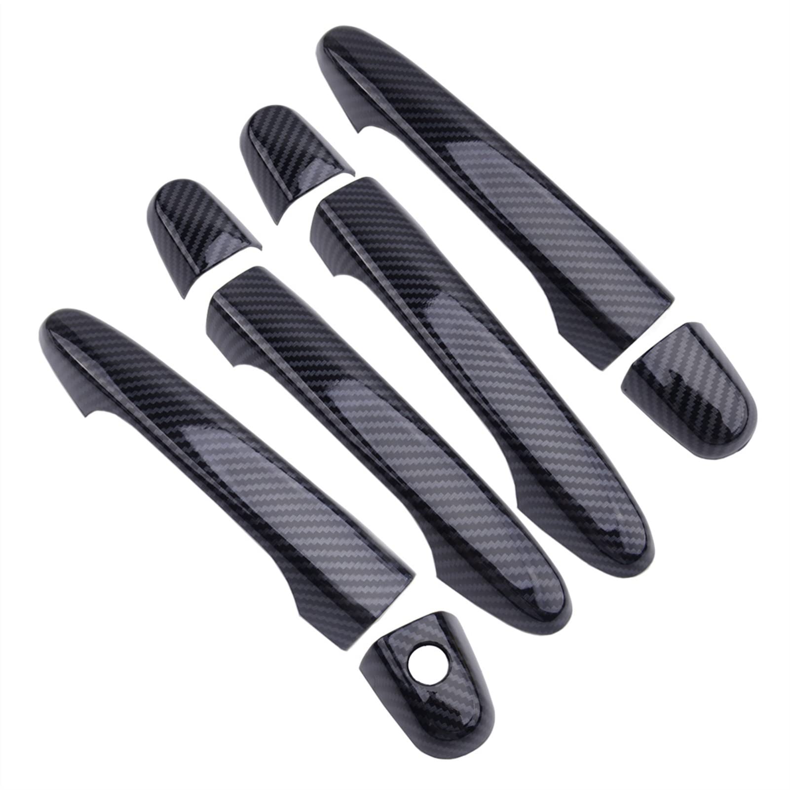 Rinkteea One Color Exterior Car Door Handle For Civic 2012-2015 8Pcs/Kit Carbon Fiber Style Black Car Door Handle Cover Trim No Smart Keyhole Abs Fit