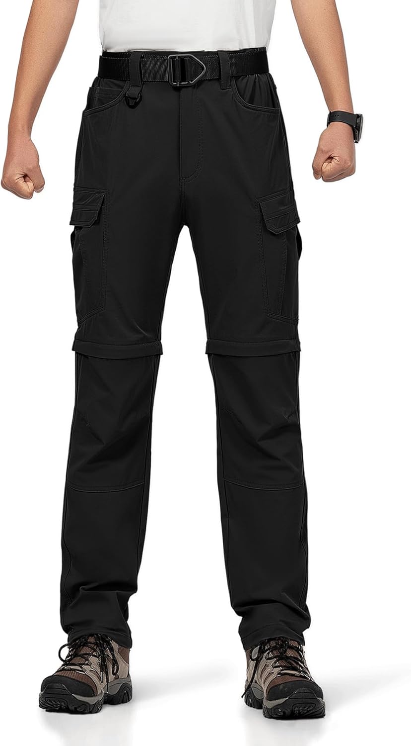Men's Convertible Hiking Pants Waterproof Quick Dry Zip-Off Lightweight Tactical Multi-Pocket Outdoor Fishing Safari Trousers
