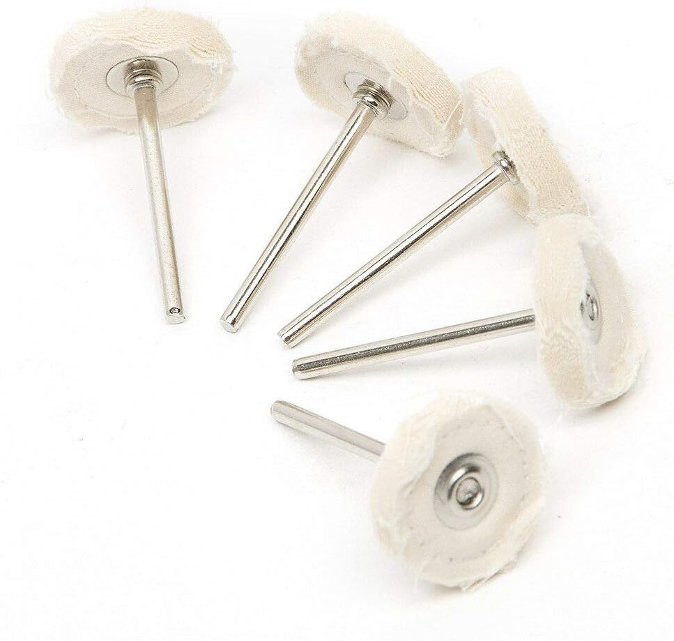 Polishing Wheel BE-TOOL 25mm Buffing Wheels White T-Shaped Polishing Tool Set With Handle for Metal Aluminum Stainless Steel Chrome Jewelry Wood Plastic Ceramic Glass （Pack of 10）