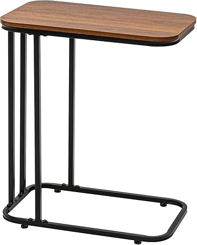 KMKRW Mesa auxiliar en forma de C, mesa auxiliar para sofá cama, bandeja de TV, para sala de estar, dormitorio, espacios pequeños, marco de metal,