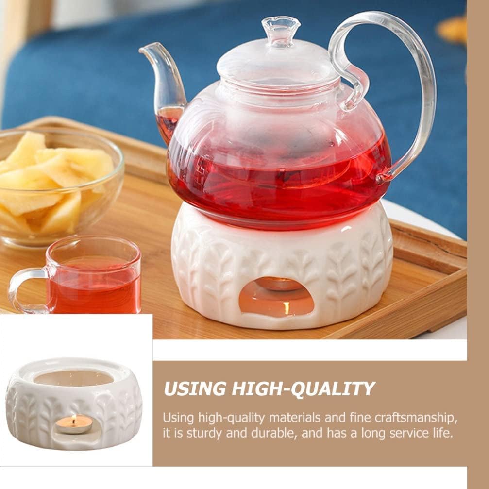 Teapot Warmer Tea Warmer Tea Light HolderCeramic Teapot Warmer Tea Stove: Candle Stand Coffee Cup Warmers Tea Heater Pots Warming for Glass Ceramic Teapots (Color : White)