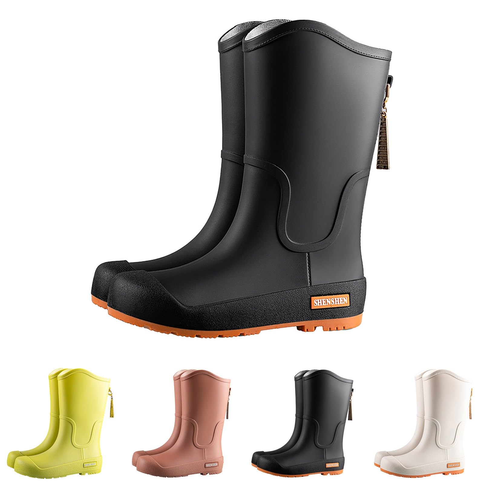 Bottes en caoutchouc pour femme, chaussures de jardin courtes, confortables et respirantes, chaussures de pluie, bottes de travail mi-hautes, bottes de couverture​ imperméables antidérapantes adaptées