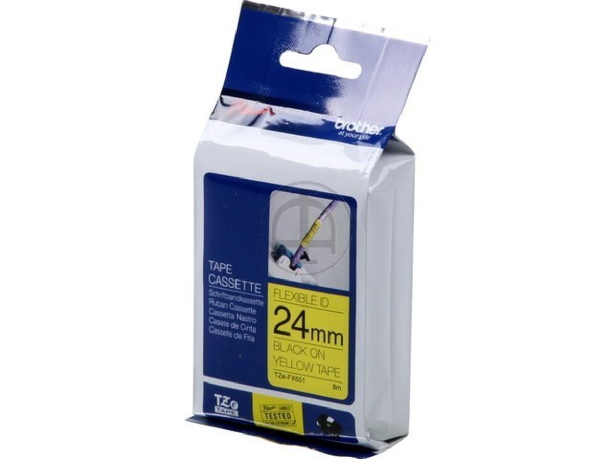 Brother TZEFX651 - Cinta flexible, color negro y amarillo