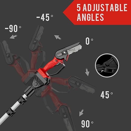 Miniatura 7 de Sierras de poste inalámbricas 2 en 1 sin escobillas y motosierra amarilla de 8 pulgadas, sierra de poste alimentada por batería de 20 V para poda de