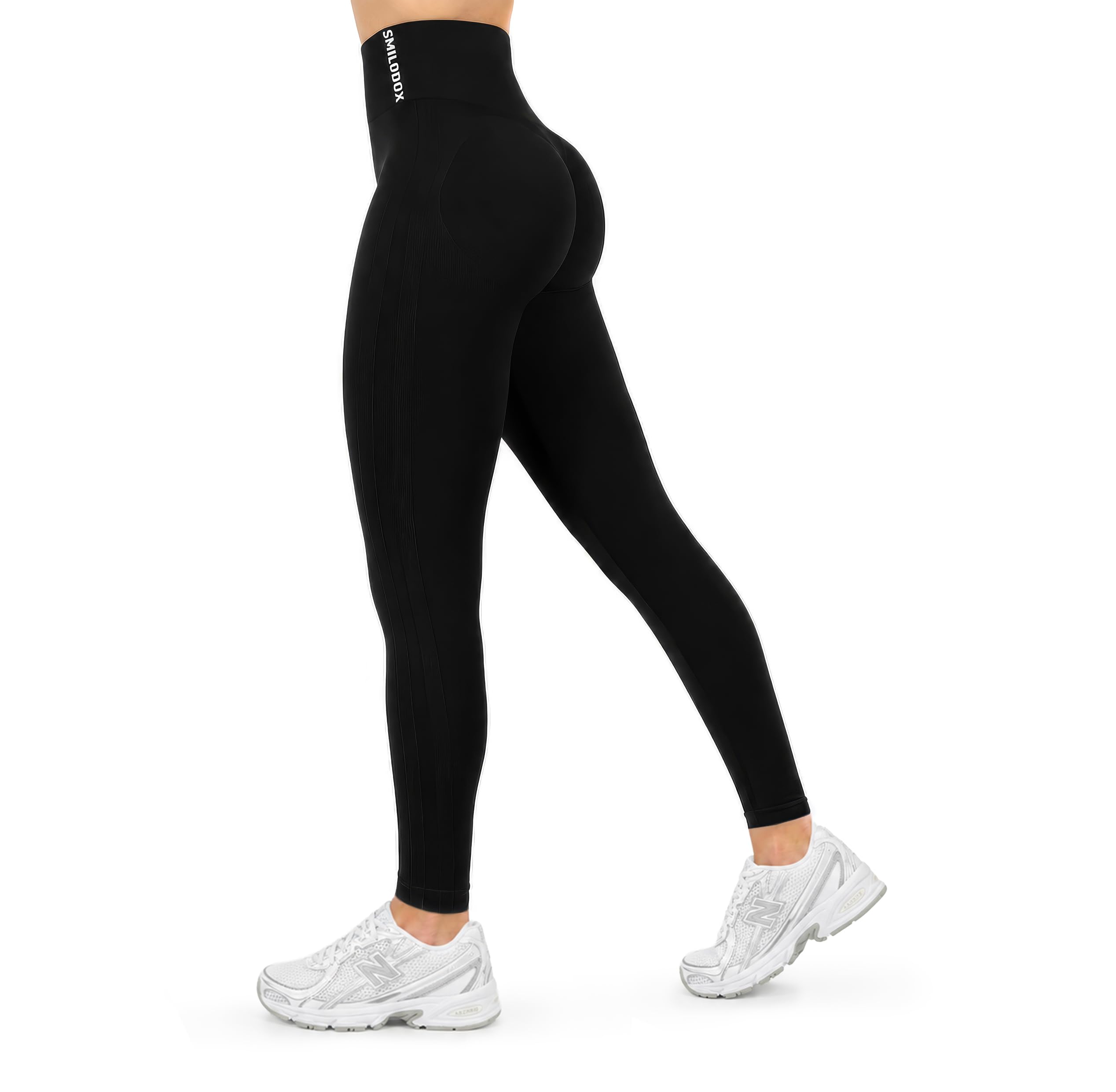 SMILODOX Leggings Damen Sonnia, Stretch Fit mit V-Shape Kontur & Scrunch-Effekt, Figurformender Shaped Fit, Seamless High Waist, mit gesticktem Logo, ideal für Training, Yoga & Alltag