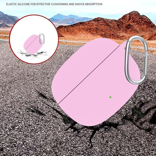 Image of Anvique Silicone Case Cover for Oneplus Nord Buds 4 Pro, Scratch Resistance, Shock Absorption, with Premium Carabiner (Pink R)