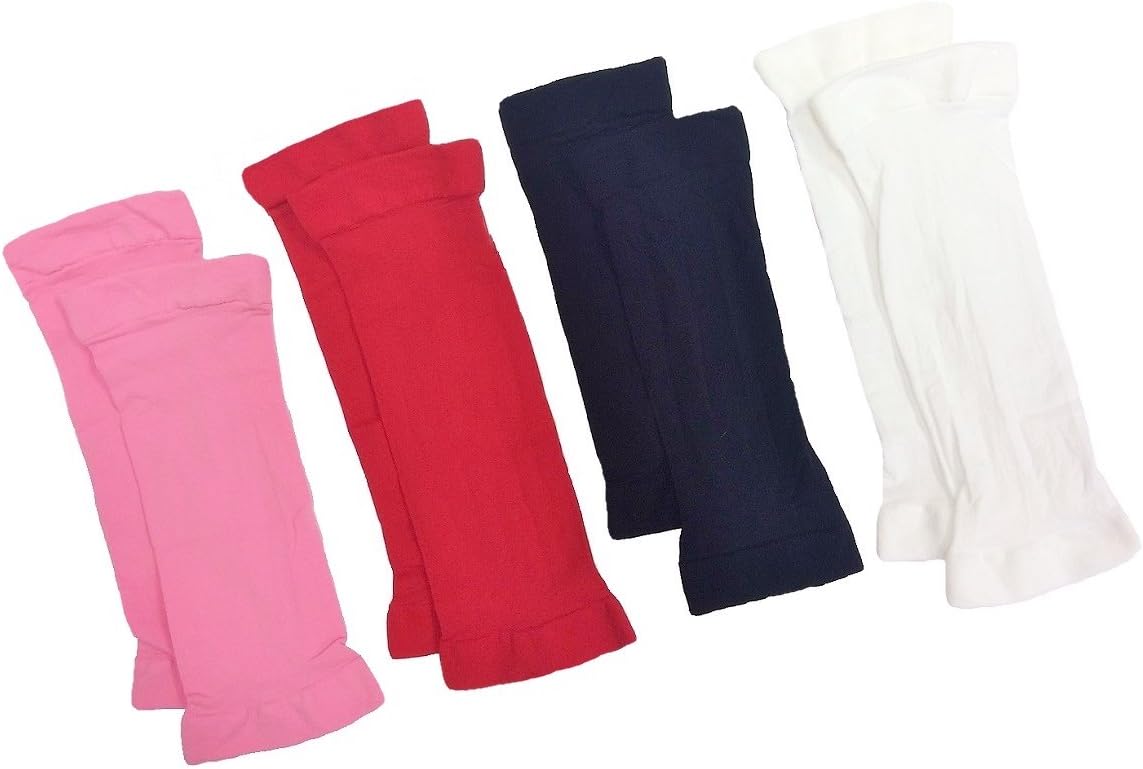 Shin Guard Sleeve Variety Pack for Girls: Includes a Pink, a Red, a Black, and a White Pair of Sleeves
