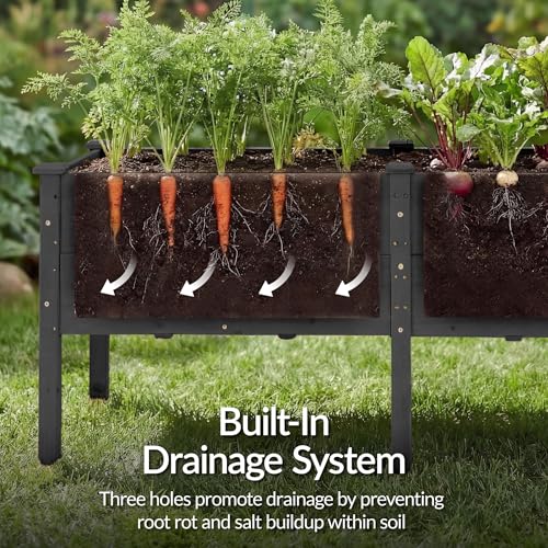 Image of Best Choice Products 72 inch x 24 inch x 30 inch Raised Garden Bed with Extra Deep 16 inch Depth, Elevated Wood Planter Box Stand for Backyard, Patio, Balcony, Natural Fir Wood - Black
