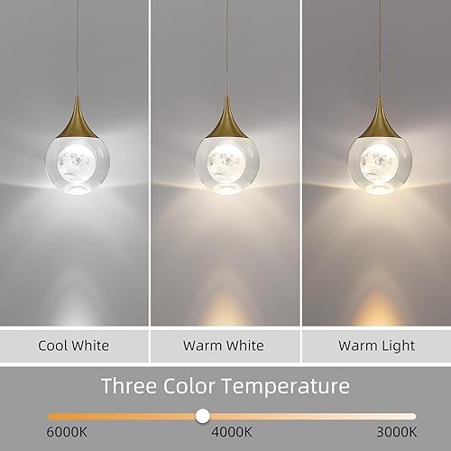 Miniatura 2 de JoollySun Lámpara colgante de cristal moderna Mini lámpara colgante dorada para baño de isla de cocina