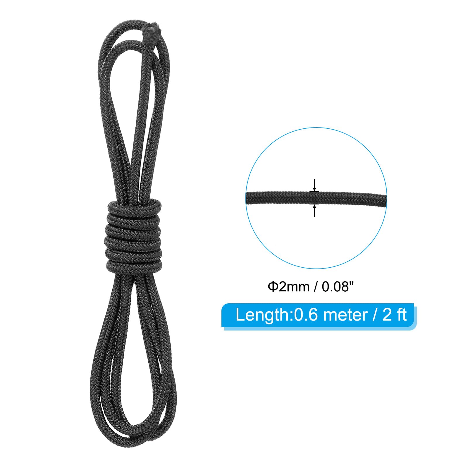 PATIKIL Arco D Loop Corda 2 FT, 2 Confezioni Arco D Loop Corda Rilascio Materiale Nock Filo Anello Fibbia per Arco Compound, Nero - 2