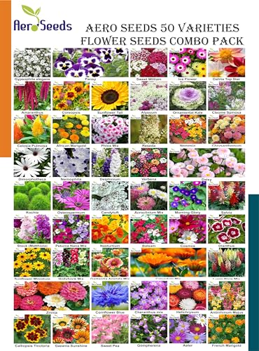 Image of Aero Seeds Combo of 50 varieties flower seeds with instruction manual.