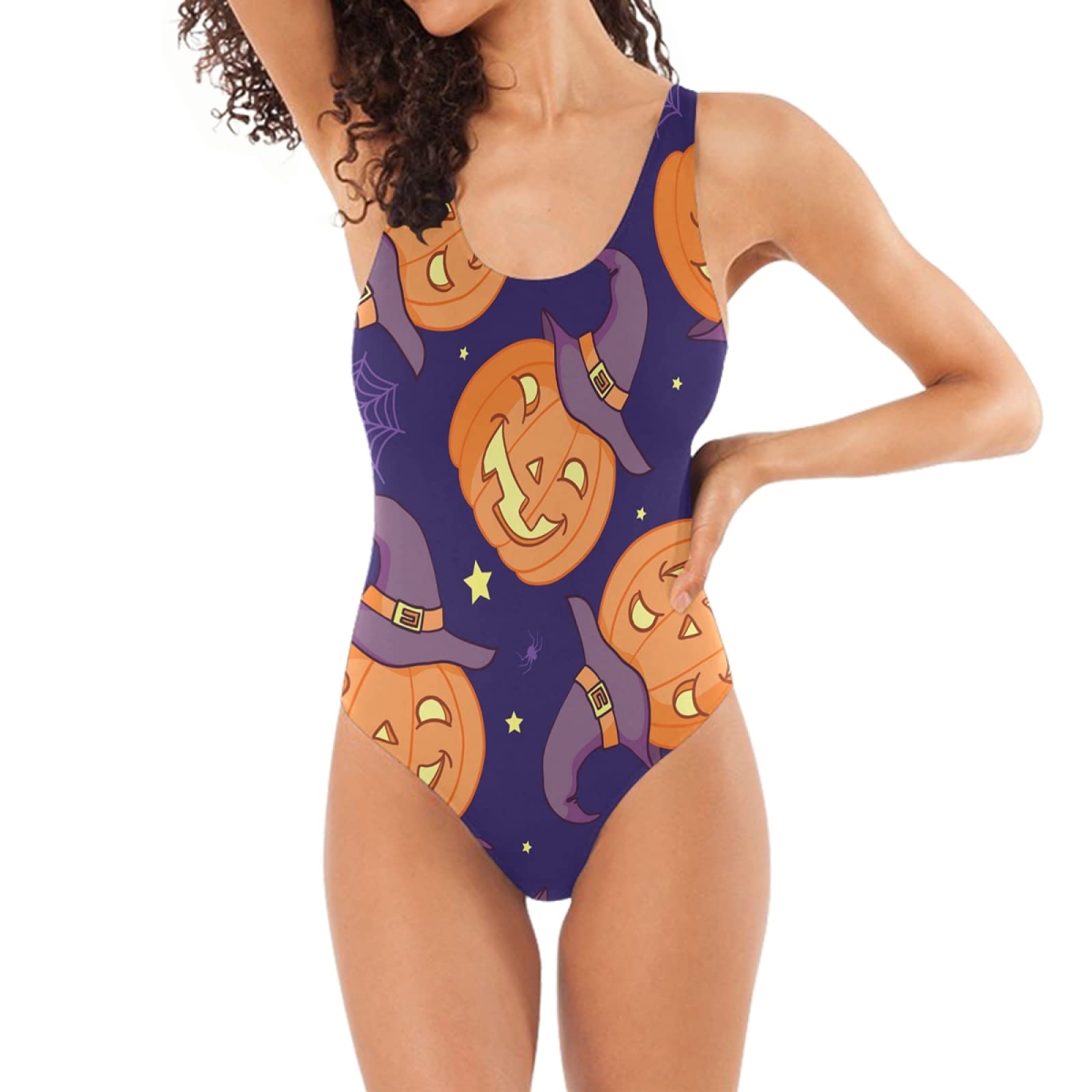 Halloween Pumpkin Ghost Bat Swimwear One Piece Swimsuit Suits Monokini Beachwear for Women Kids Teen Girls