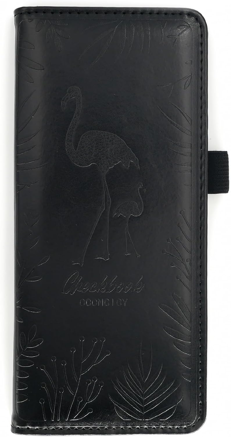 Cooncicy Black Leather Checkbook Cover for Women Stylish