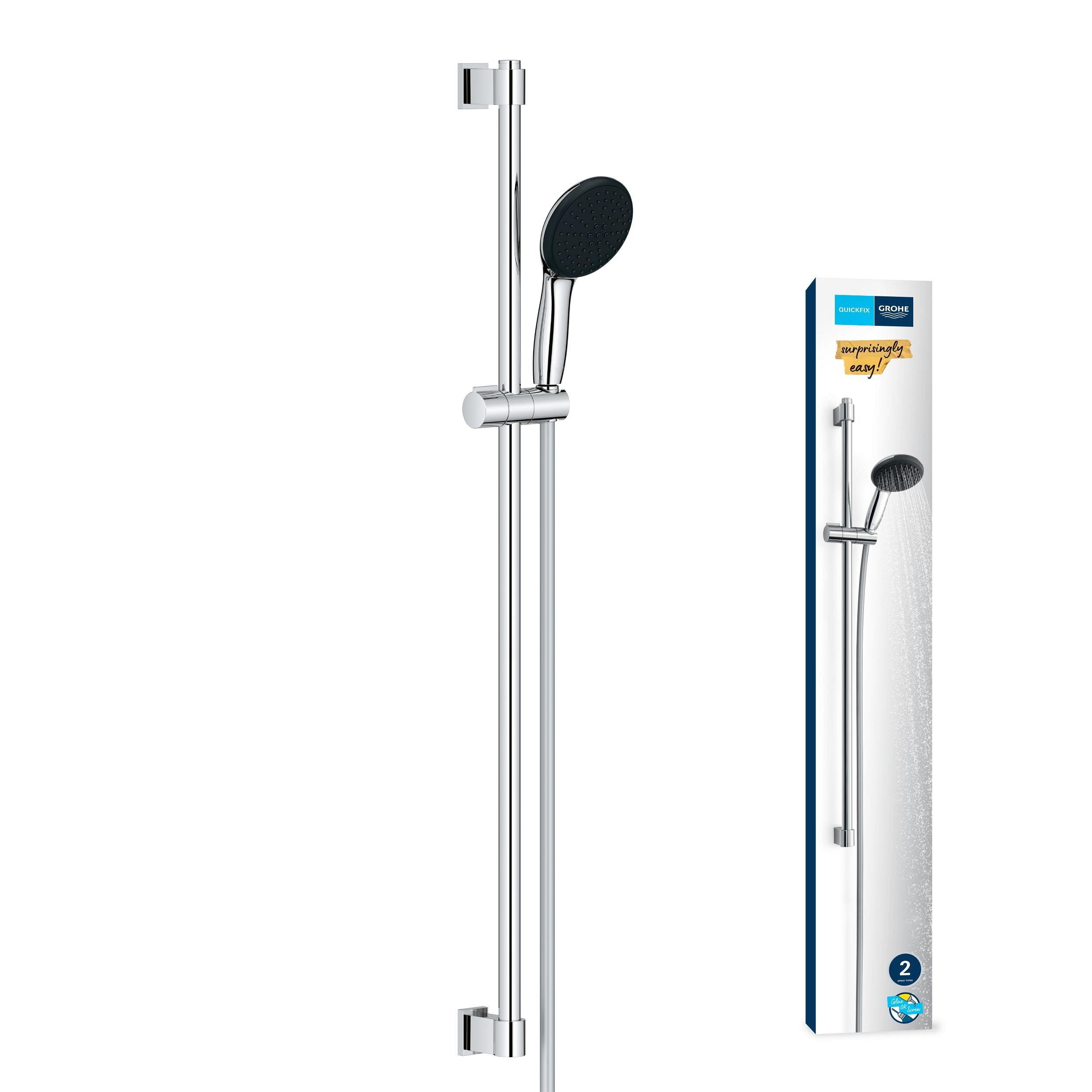 GROHE Vitalio Start 110 - Conjunto de barra de ducha (teleducha, barra de ducha 900 mm, flexo de ducha 1.750 mm, 2 tipos de chorro, duradero), redondo, cromo, 26955001