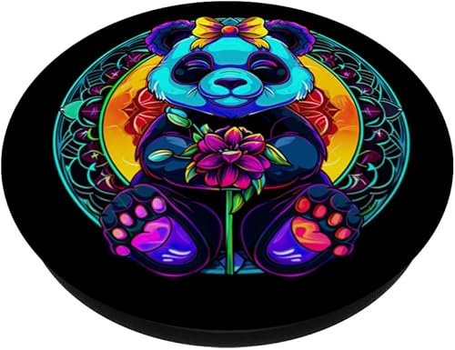 Miniatura 2 de Cute Streetwear synthwave 80s 90s retro Panda flowers teens PopSockets Adhesive PopGrip