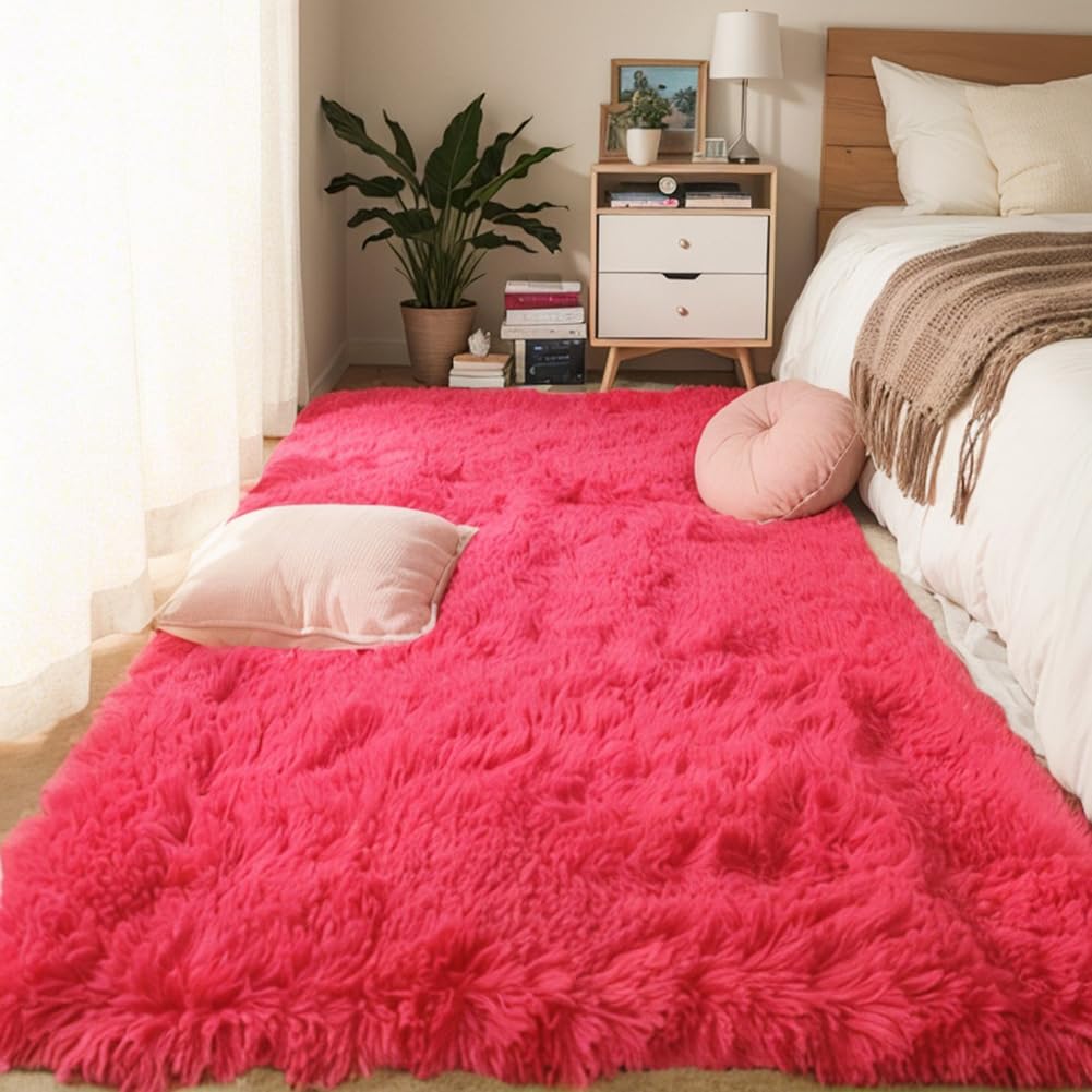Tapis moderne doux lavable antidérapant rouge 200 x 250 cm
