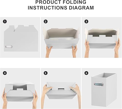 Miniatura 3 de Oterri Organizador de archivos, caja de almacenamiento pequeña, organizador de carpetas de archivos de cartón, caja de archivos plegable,