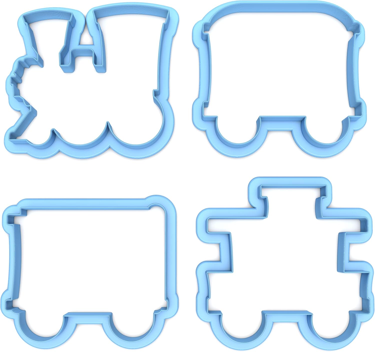 Inc Set of 4 Train/Locomotive (outline) Cookie Cutter - Dishwasher Safe (4")