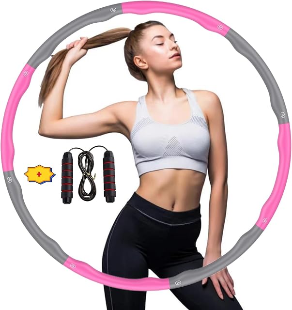 Blisstaar Hula Hoop, Adult Slimming Hula Hoop, 1 kg Hula Hoop, 6-8 Sections Splicing, Sturdy Structure, Blue Grey