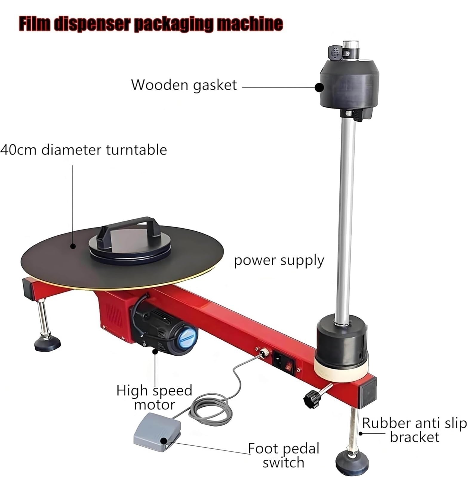 Stretchfolien-Wickelmaschine, Rundum-Folienpresse, Geschwindigkeit 50 U/min, 40 cm Drehteller, Höhe: 80/60 cm, Automatisches Folienspannungs-Verpackungswerkzeug for Paketkartons, Gepäcklager(6