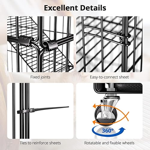 Miniatura 8 de PawGiant Jaula para gatos de 6 niveles de 76 pulgadas, caja grande para perrera de metal para mascotas, gatos, hurones, animales, jaula para el