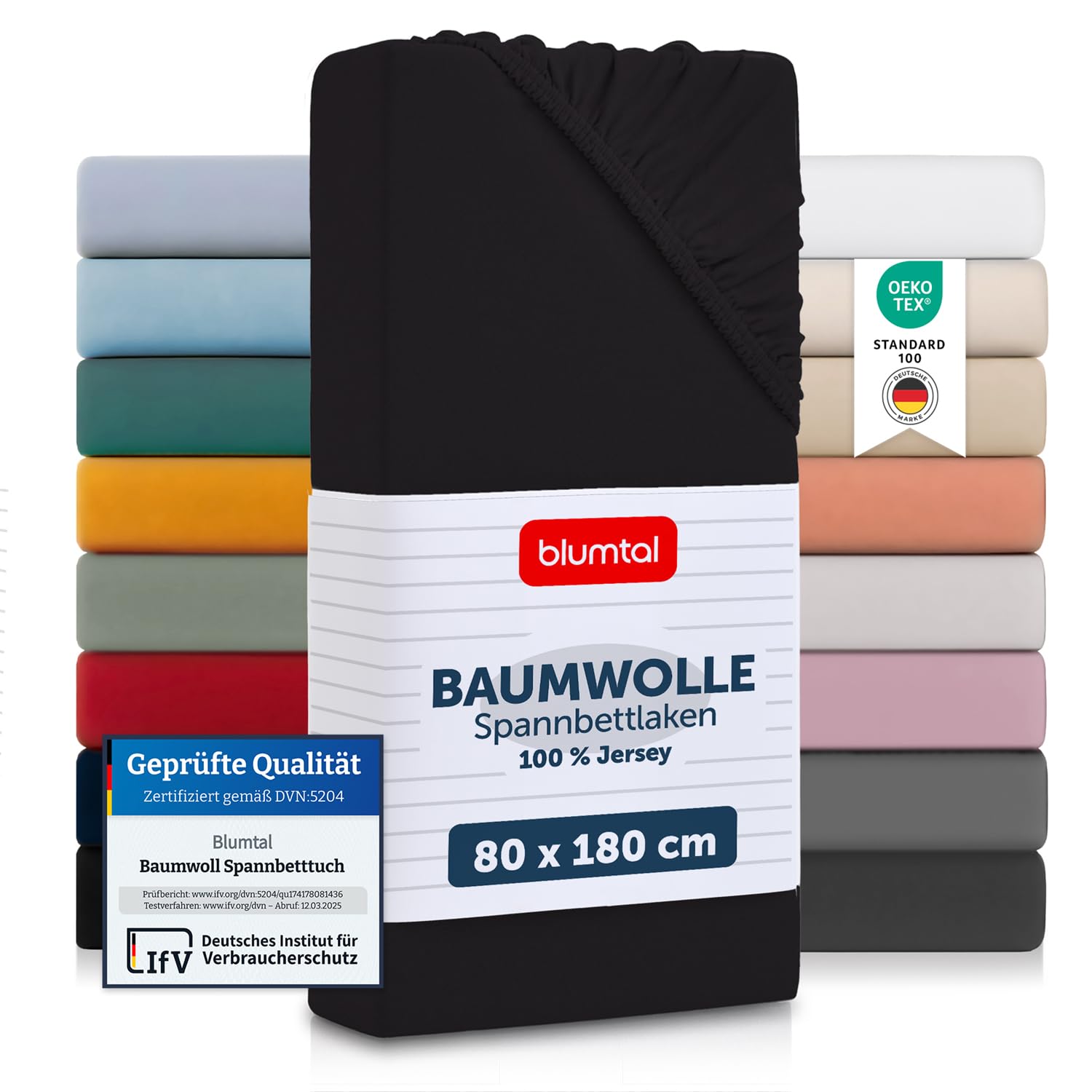 Blumtal® Basics Spannbettlaken Jersey - Bettlaken aus 100% Baumwolle - Oeko-TEX zertifiziertes Spannbettlaken