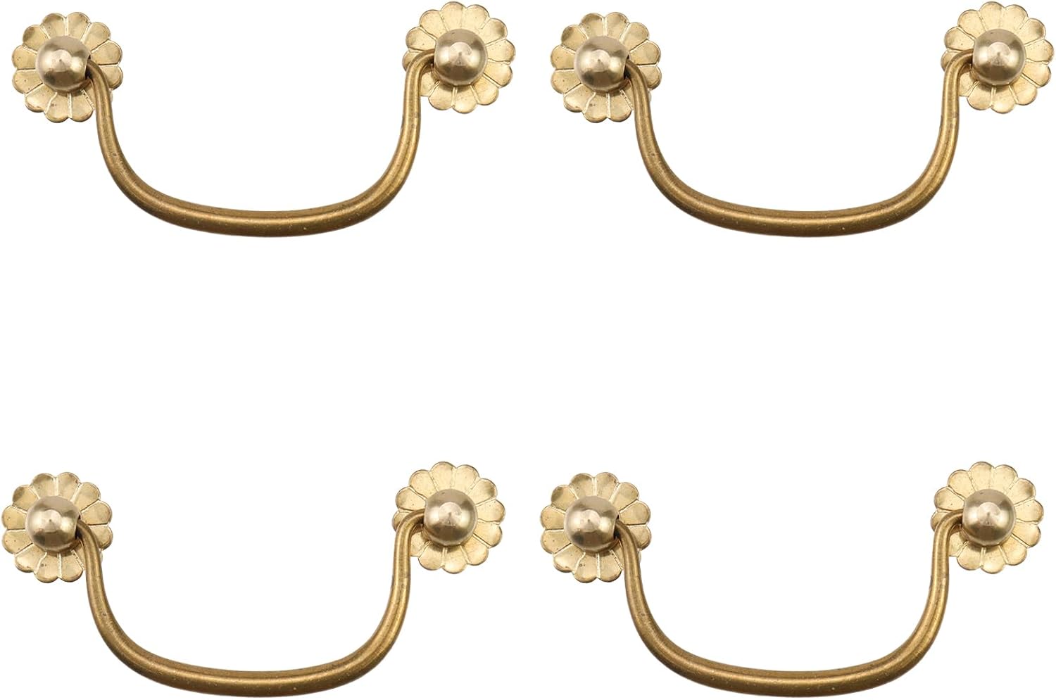 4Pcs Vintage Bail Pulls Brass Drawer Pull 3.3 Inch Drop Bail Pull Handle for Cabinet Closet Dresser