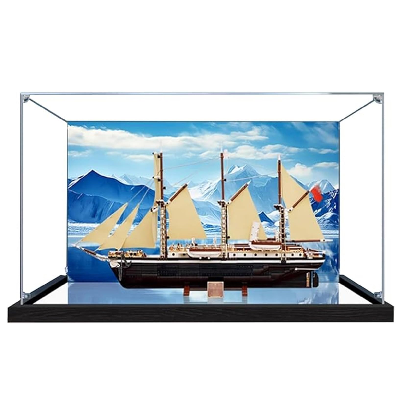HAIWENFEIQI Acrylic Display Box for Lego 10335 Endurance Exploration Ship Model, Transparent Dustproof Case, Storage Box (Mirror Base+3mm Background)
