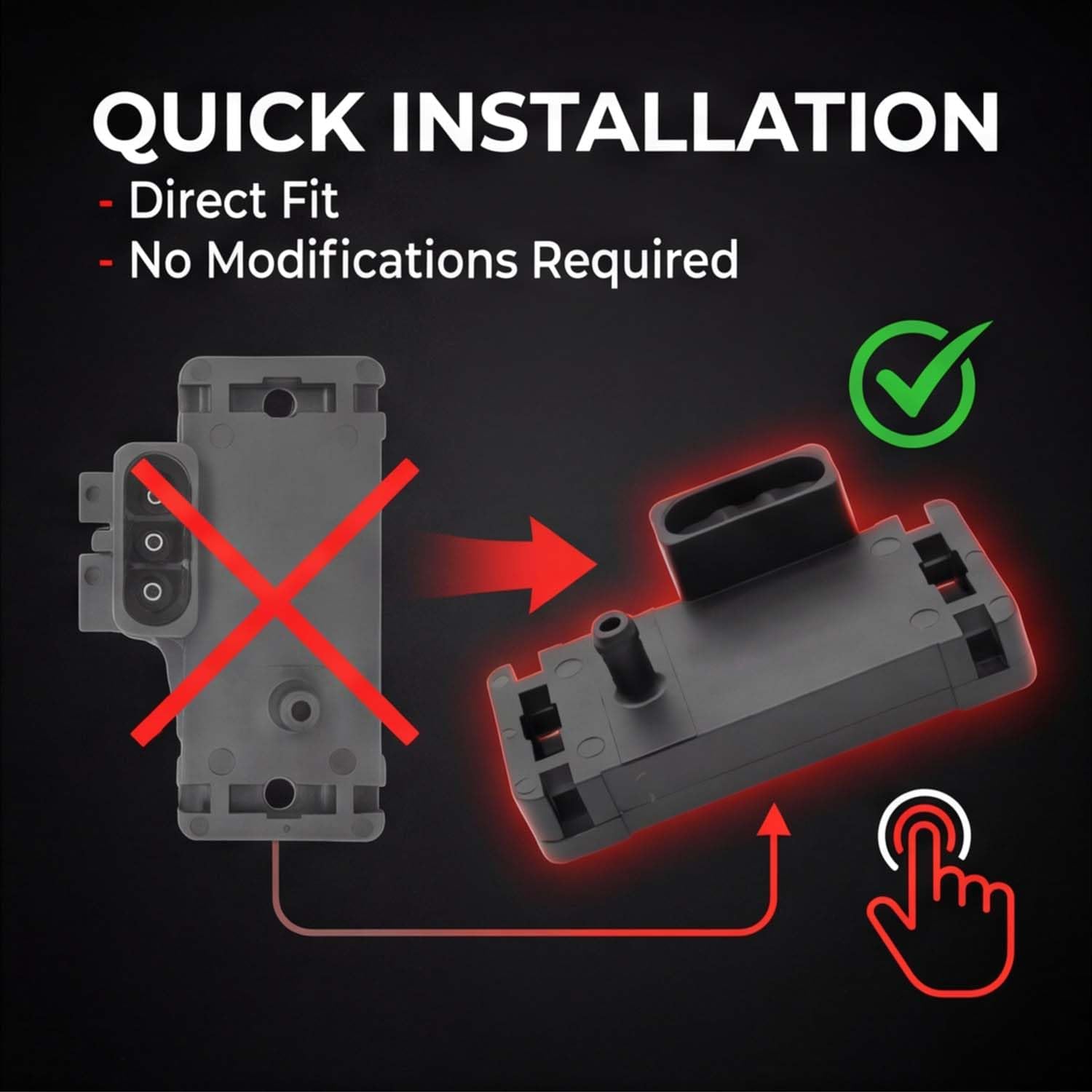 Manifold Absolute Pressure Sensor MAP Sensor 12569240 Compatible with Chevy Impala Silverado K1500 Malibu Buick Century Replaces 2131545 213-185 16137039 16017460