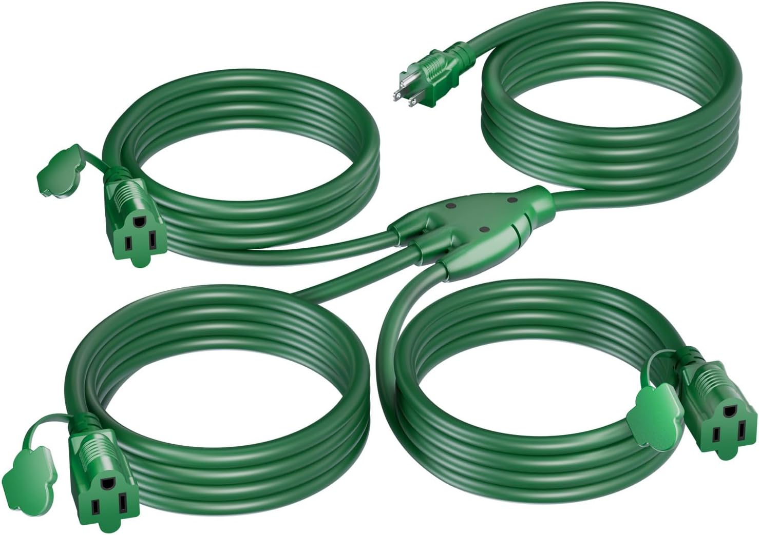 Kasonic 1 to 3 Splitter Extension Cord, Total 25 Feet, Max Length 13 Feet End to End, 3 Prong Sockets, 16AWG/3C SJTW Weatherproof Cord for Light