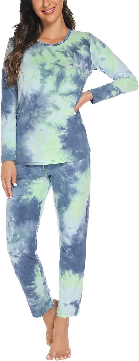 EISHOPEER Women's 2 Piece Cotton Long Sleeve Pajamas Set Cute Print Top and Pants Pjs Loungewear Sleepwear Sets