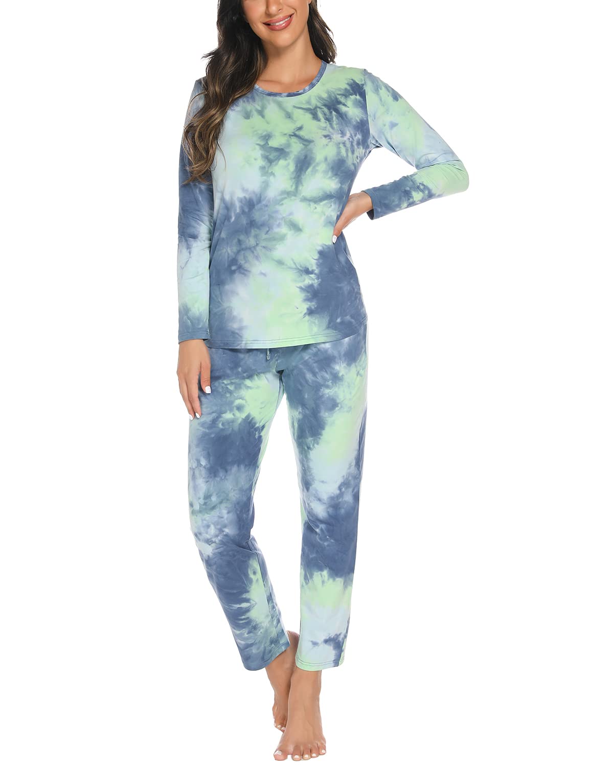 EISHOPEERWomen's Pajama Set Cute Printed Short Sleeve Top and Long Pants Sleepwear Pjs Sets