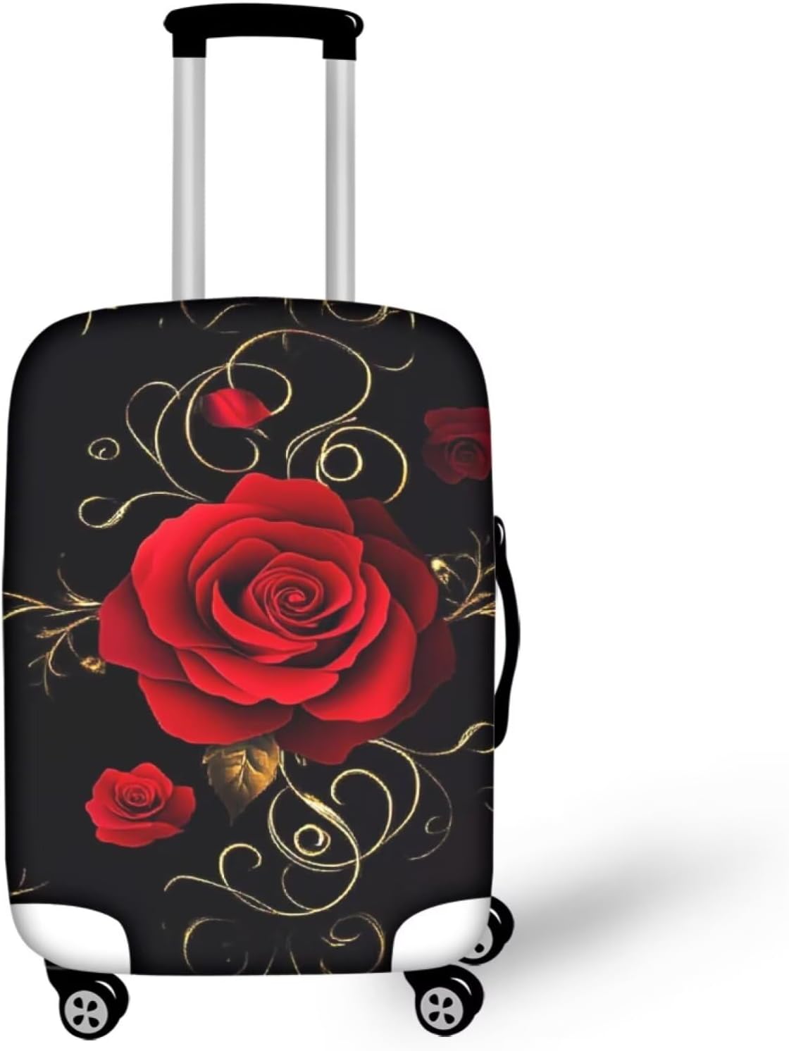 Womens Travel Luggage Cover Romantic Rose Suitcase Protector Vintage Rose Luggage Travel Bag Fit 18-21 Inch Baggage Covers Portable Suitcase Sleeve