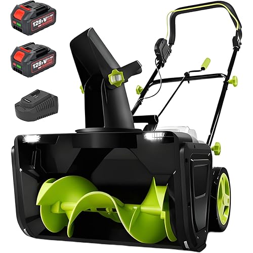 BANGBANGJI Snow Blower Cordless, 40V Snowblower Battery Powered 3500 W Brushless Motor, 20" Path, 25ft Max Throw, LED Lights for Driveway and Entryway