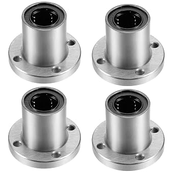 Linear Ball Bearings, LMF20UU 20mm Round Flange Linear Motion Bushing Double Side Rubber Sealed for 20mm Linear Shaft CNC Machine 3D Printer 4 Pack