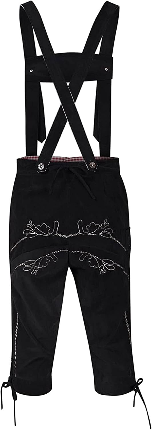 GloryStar Lederhosen Men German Bavarian Oktoberfest Leather Trousers Costume for Beer Garden