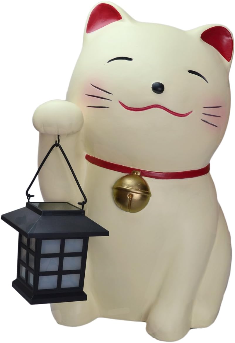 K.E.I. Maneki neko Lucky Cat Garden Solar Lamp Large CS-A from Japan