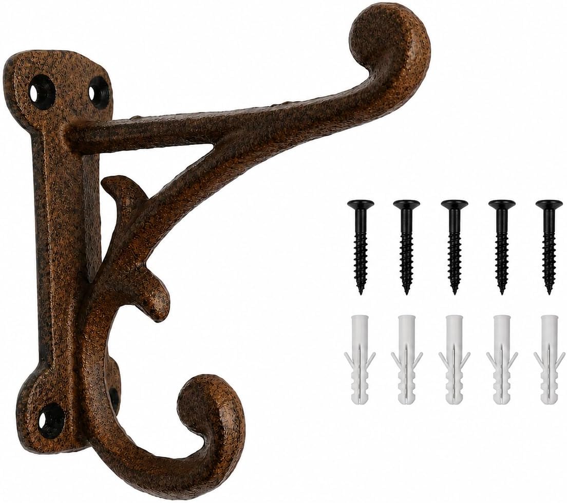 Comfy Hour 3.5 Inch Cast Iron Wall Hook, Antique Brown, 1 Pack
