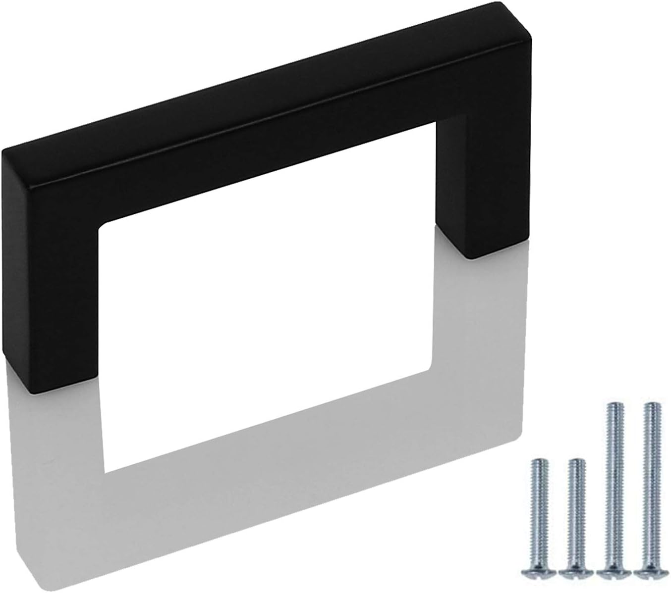 PinLin 10 Pack Kitchen Door Handles 64mm Hole Centre Flat Black Cabinet Handles Stainless Steel Square Cupboard T Bar Handle (Screws Included)
