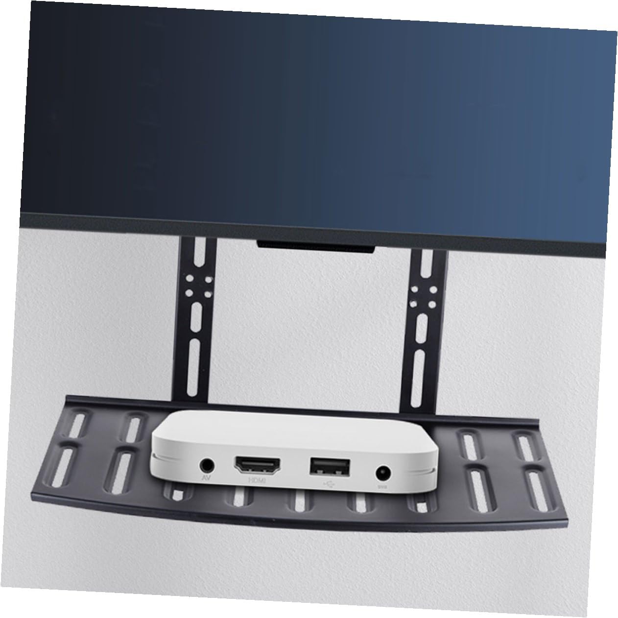 Mensola da Parete per Tv e Router Nero Supporto per Organizer Senza Scaffale Raffreddamento e Stoccaggio per Proiettori e Telecomandi Design Elegante e Resistente