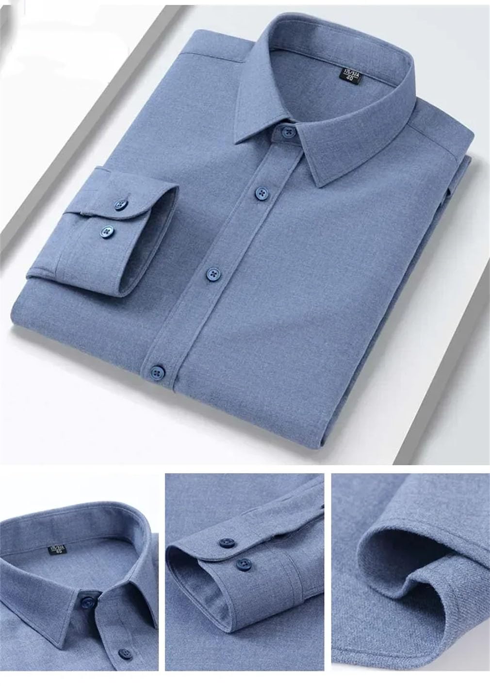 Camisas de manga larga para hombre, ajustadas, de lana, para oficina, diseñador, elegante, con botones, S9792, M