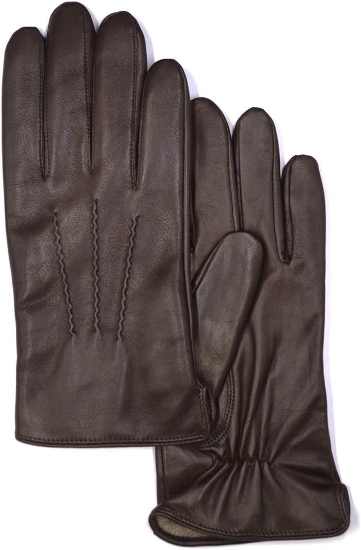 Mens Touchscreen Luxury Nappa Lambskin Leather Gloves Cashmere Lining