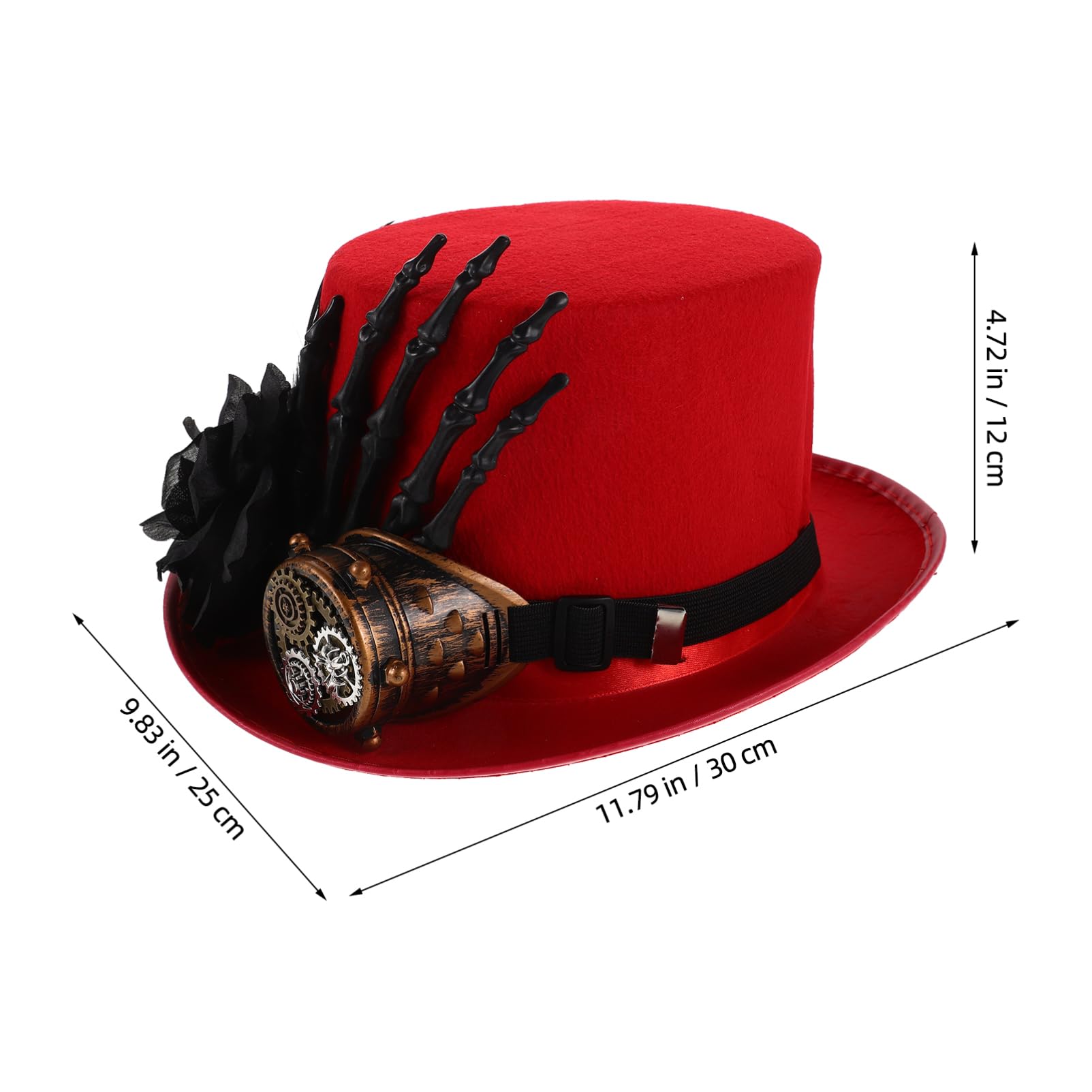 Veemoon Sombrero Steampunk de Copa para Halloween con Mano de Calavera y Diseño para Disfraz rol y Fiesta Unisex para Hombre y Mujer