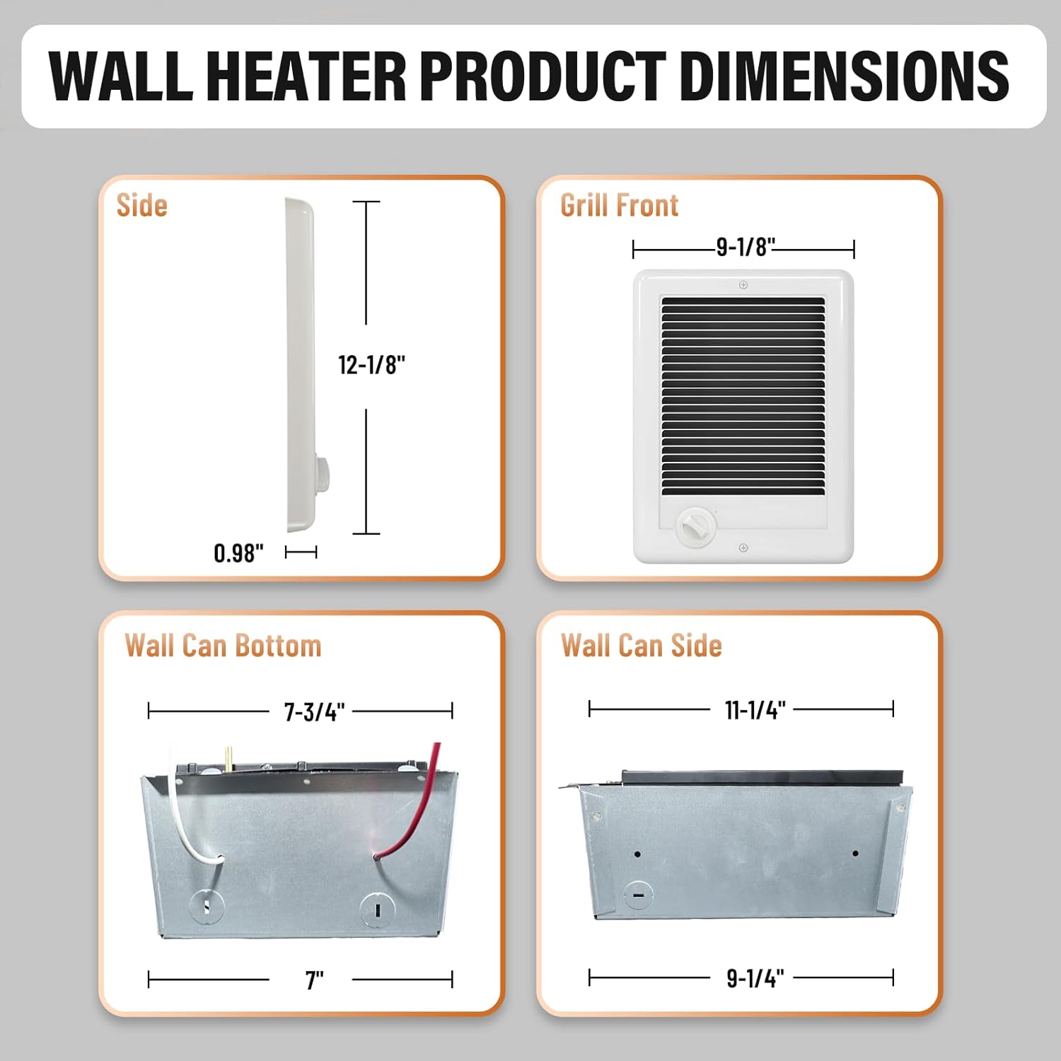 CSC152TW Electric Wall Heater（240 Volt, 1500 Watt, White) Wall Heater Complete Unit With Thermostat
