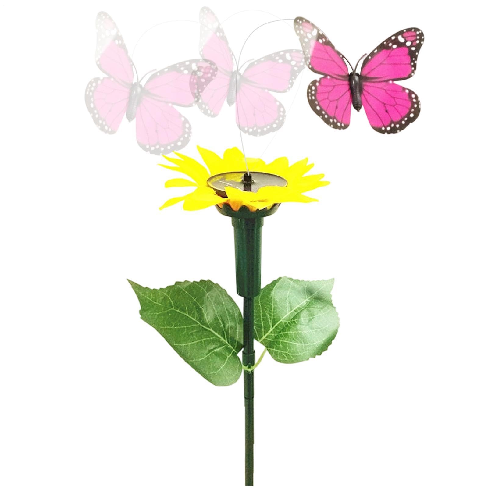 Molinillo de viento de mariposa con luz solar decorativa exterior para jardín, césped y caminos