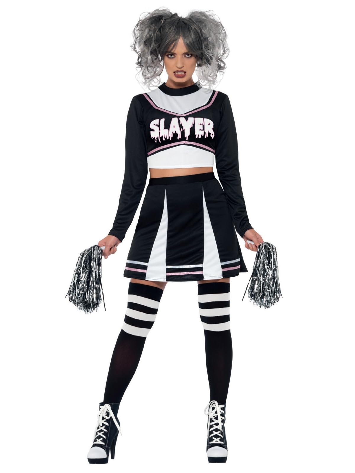 Smiffys Fever Gothic Cheerleader Costume, Black Halloween und Karneval