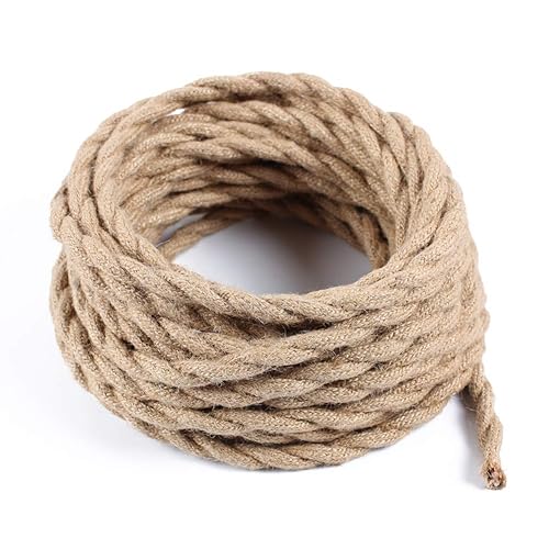 Miniatura 8 de PRUNLLA - Lámpara cubierta de cuerda de 25 pies, cable trenzado PRUNLLA vintage 182, cuerda de cáñamo eléctrica industrial, estilo antiguo de