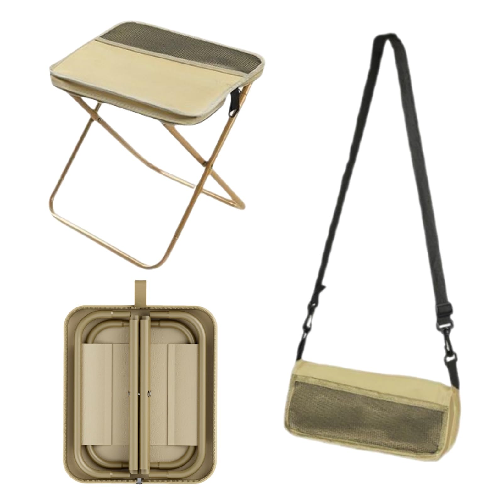 Ryfpdml Folding Stool, Portable Camping Stool Foldable Lightweight Camping Stool Mini Outdoor Folding Lazy Chair Collapsible Stool for Camping Fishing Picnic Hiking home (Khaki)